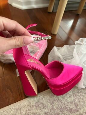 Liliana Hot Pink Platform Pump with Ankle Strap